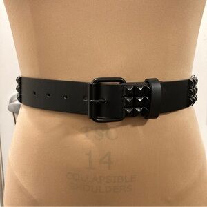 Matte Black Pyramid Studded Leather Belt